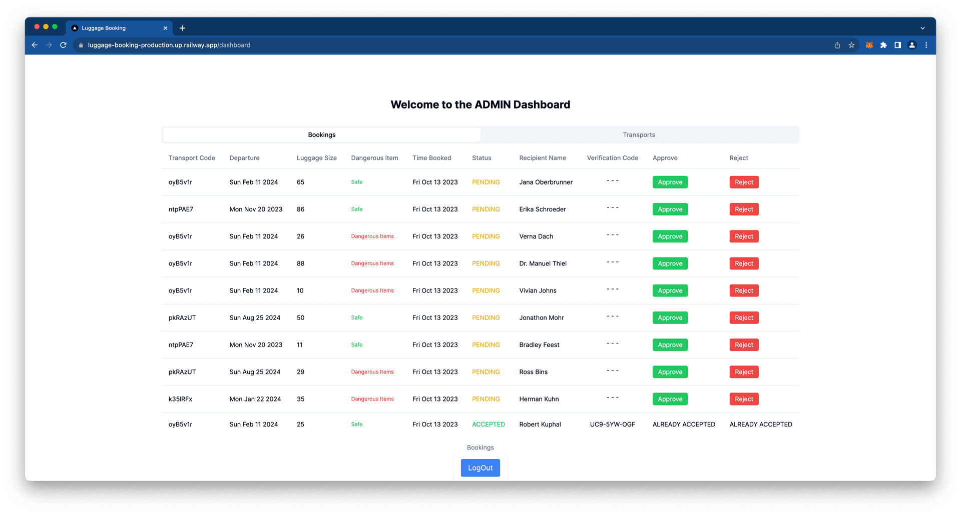 Luggage Booking App screenshot